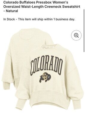 NWT Colorado Crewneck Sweatshirt - Cream with Black & Gold Logo